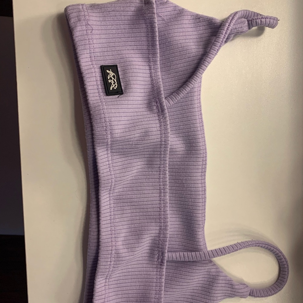 Lavender Ribbed Crop Top - Picture 2 of 2